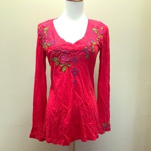 Johnny Was  embroidered long sleeve shirt